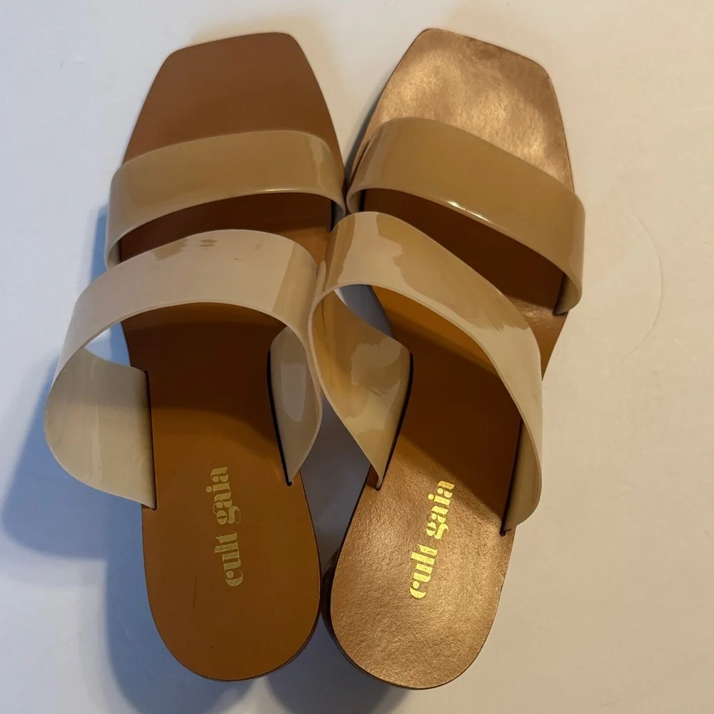 cult gaia Patent Nude Double-Band Slide Mules - Picture 3 of 4